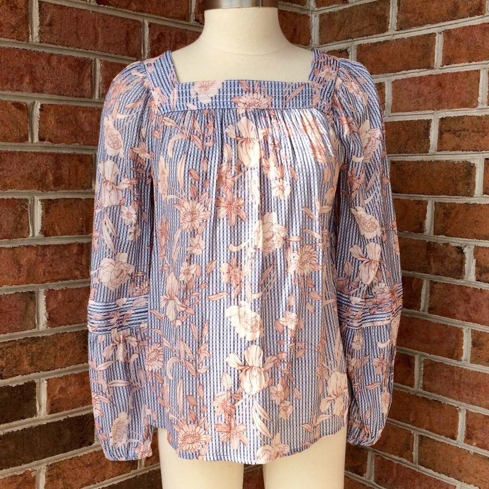 LC Lauren Conrad floral long sleeve top